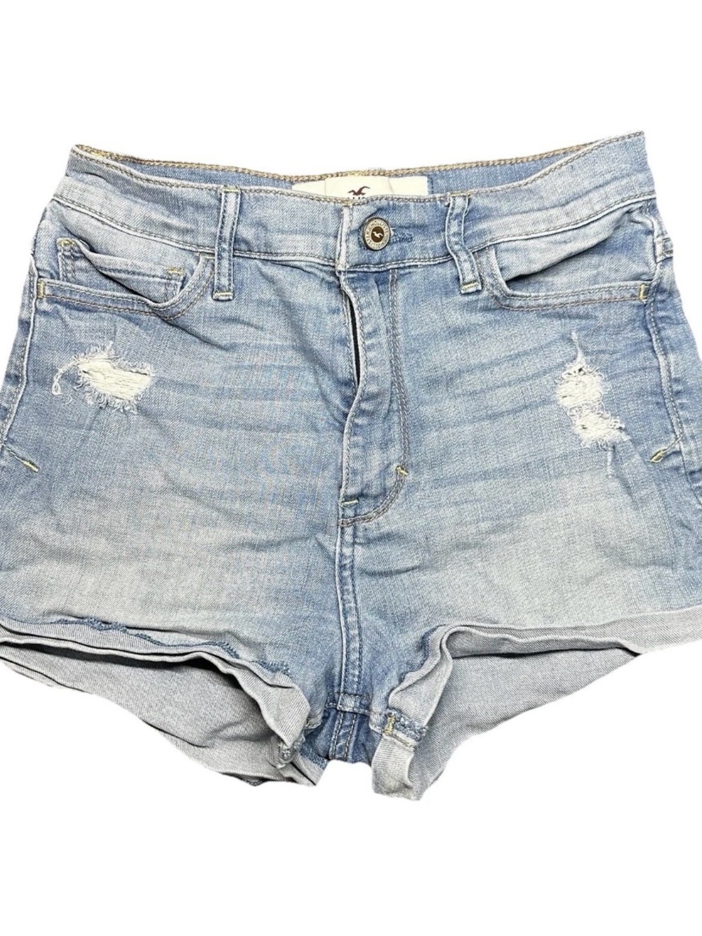 Hollister Co. Y2K Juniors Light Wash Denim Shorts Size 3 W26 Blue